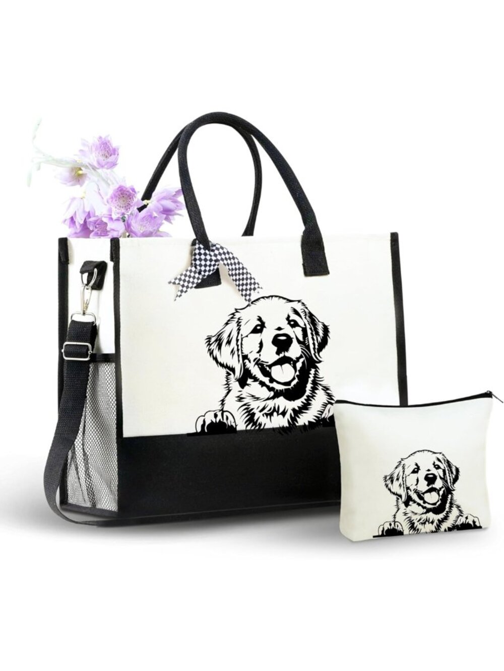 Golden Retriever Tote Bag for Women | Canvas, Zipper Closure, Stylish & Durable